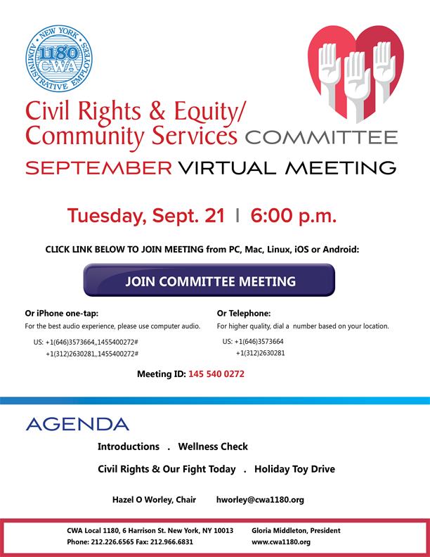 Civil Rights &amp; Equity_Community Services Committee Virtual Meeting_Sept 21-2021